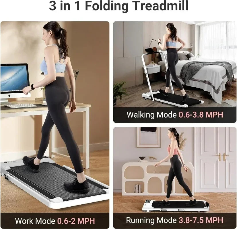 3 in 1 Smart Folding Treadmills for Home 3.0HP Powerful and Quiet Under Desk Treadmill 300 lbs Capacity Foldable Walking Pad